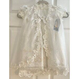 Baptism girl dress cape size 2 pearls sequins Snowflakes over the top NWT